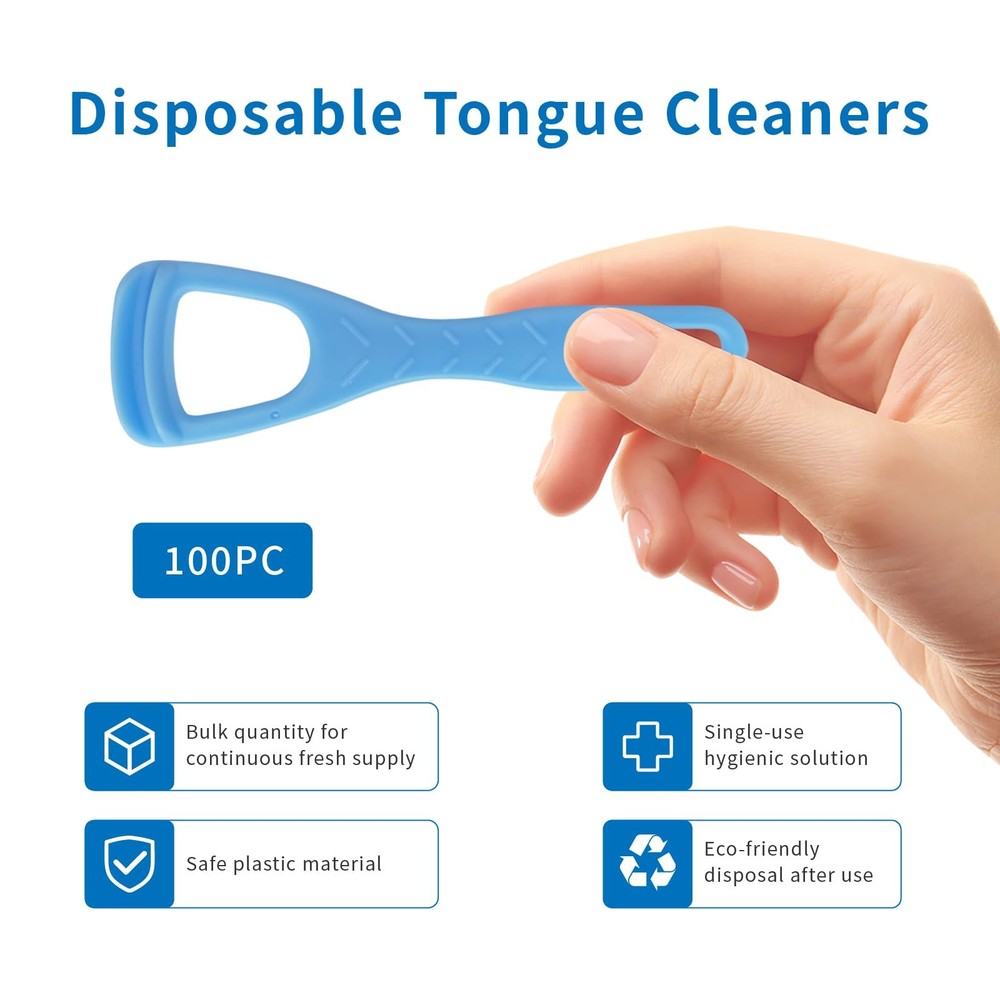Tongue Cleaner, Scraper, Disposable, Plastic Clean Blue