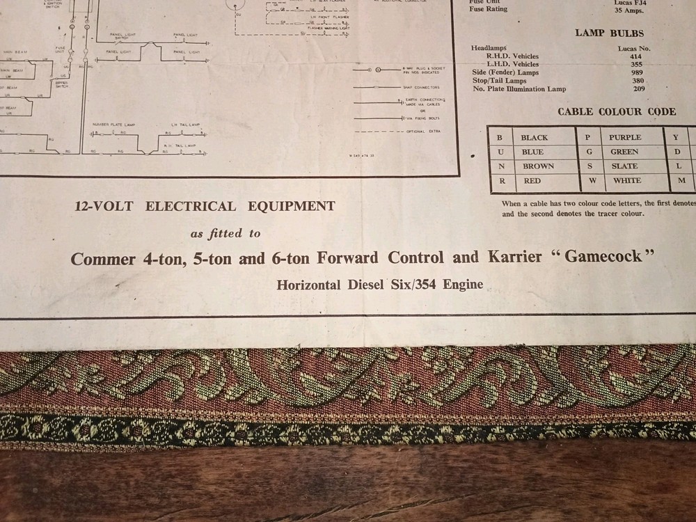 ELECTRICAL WIRING DIAGRAM CHART - COMMER & KARRIER & GAMECOCK DIESEL