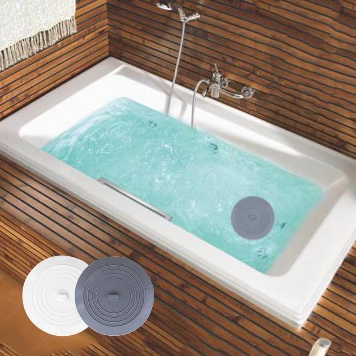 Chic 2-Pack Silicone Drain Covers in Grey & White - Super Suction Technology