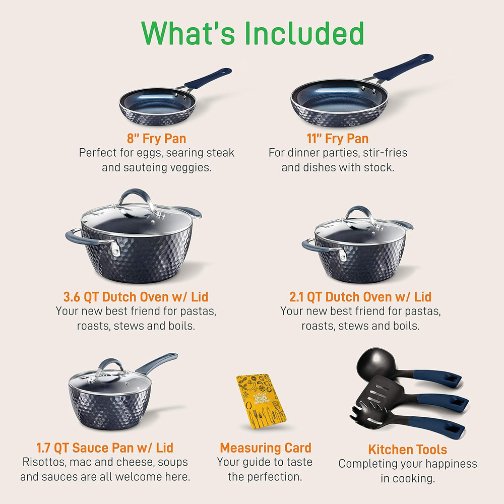 11 Piece Nonstick Ceramic Cookware Set with Cookie Sheets