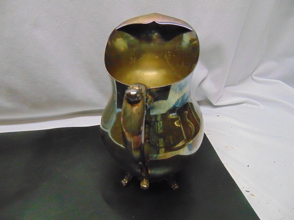Vintage FB Rogers Silver Co Silver plate water pitcher footed & handle 9.5" tall