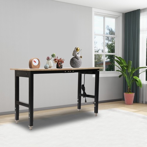 48x20in Heavy-Duty Work Table Adjustable Workbench with Power Outlets 2000 lbs