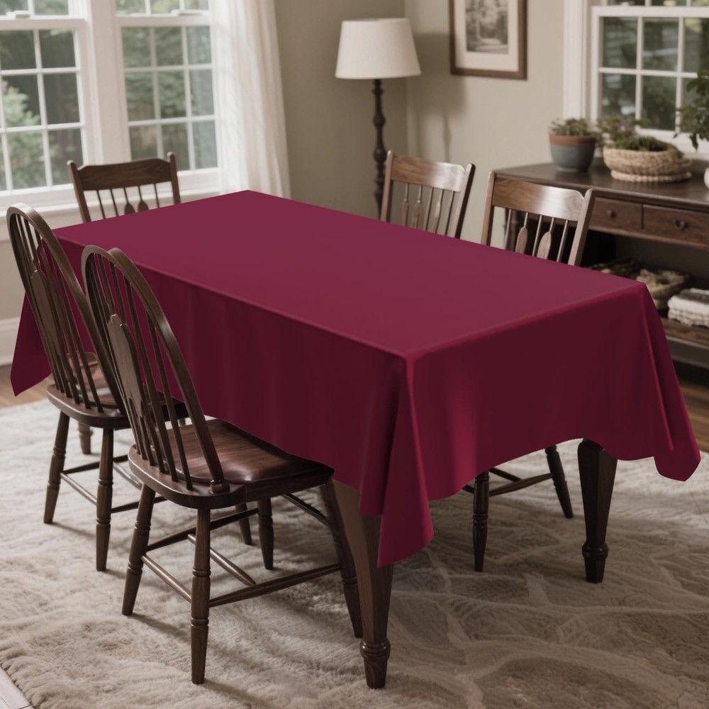 Plastic Tablecloth 54" x 108"Disposable Tablecloth Rectangle 8 Pack Burgundy