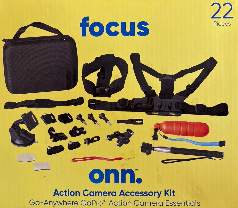 Go-Anywhere GoPro Action Camera Accessory Kit Essentials 22 Pieces onn. focus
