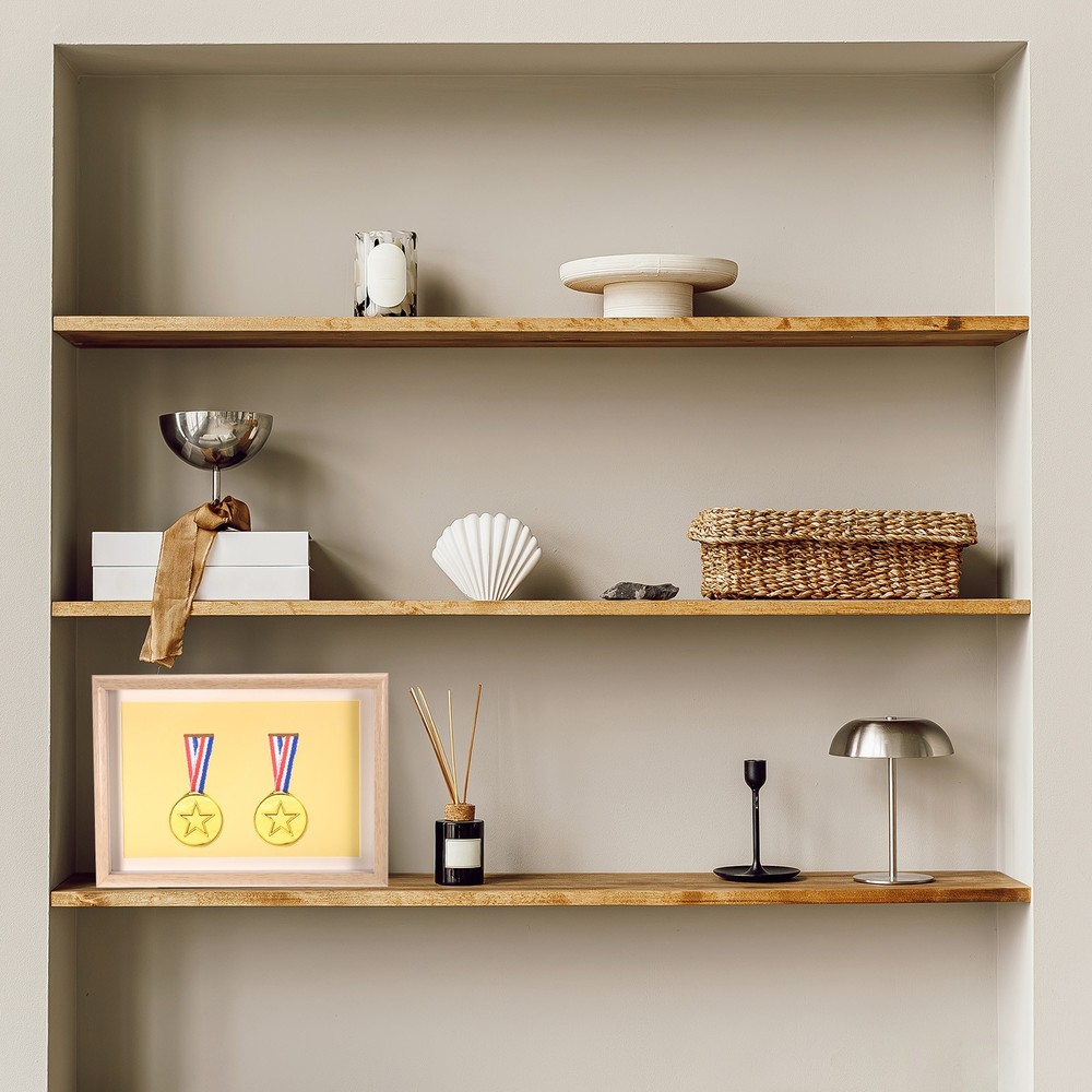 13x9\" vertical shadow frame with adhesive pins, walnut color