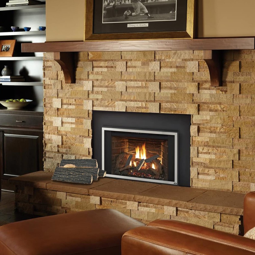 4pcs Fireplace Ceramic Wood Logs Gas Realistic Artificial Stackable Decoratio...