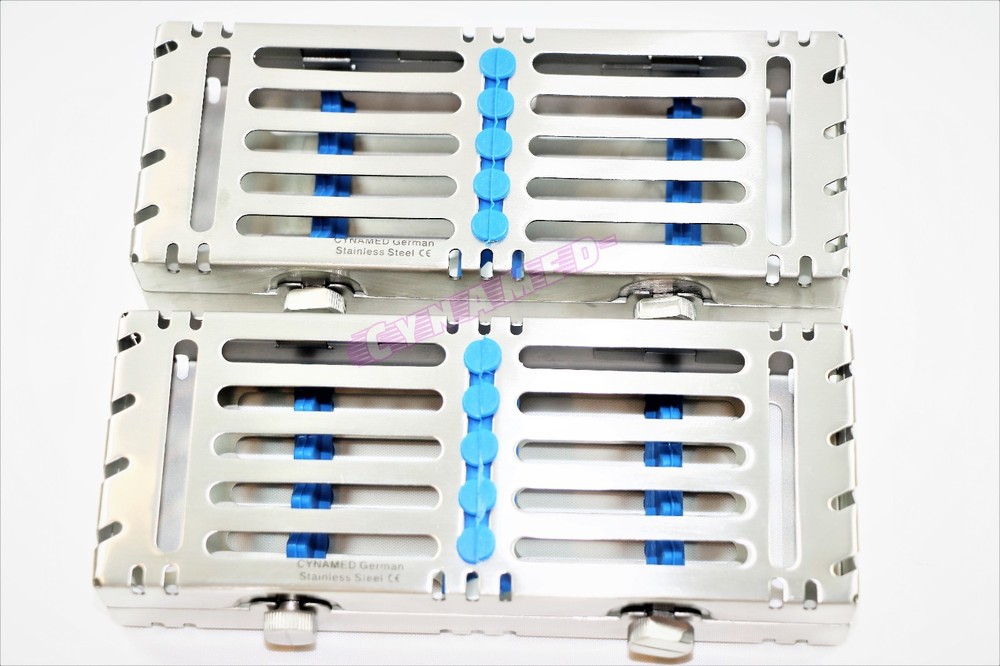 GERMAN GRADE STERILIZATION TRAY FOR 5 INSTRUMENTS DOUBLE BUTTON DETACHABLE 2EA