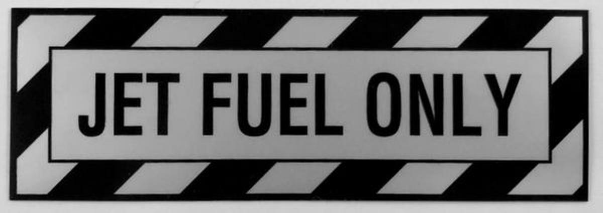 "Jet Fuel Only" Decal/Placard, Aircraft, Jet Planes, Vintage Aviation  DEC-0124