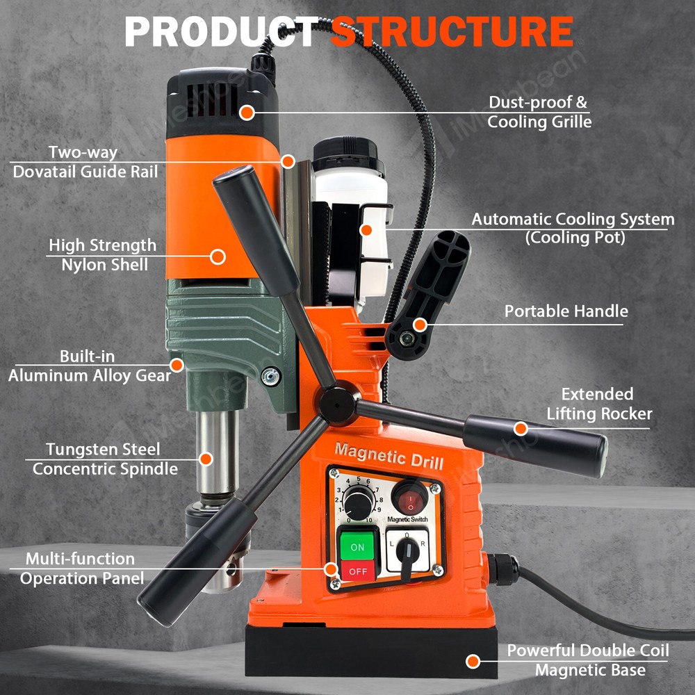 Magnetic Drill Press Coring/Tapping/Drilling Machine 10-Speed Mag Drill Press