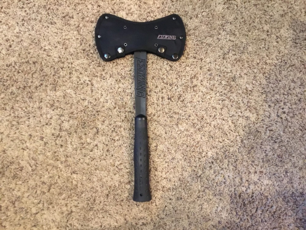 EstWing EBDBA 38 oz Black Eagle Double Bit Axe with Nylon Grip and Sheath