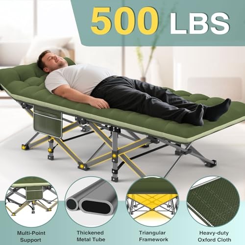 Camping Cot for Adults - Heavy-Duty Cot Bed with Green Basic - 75x28x15"