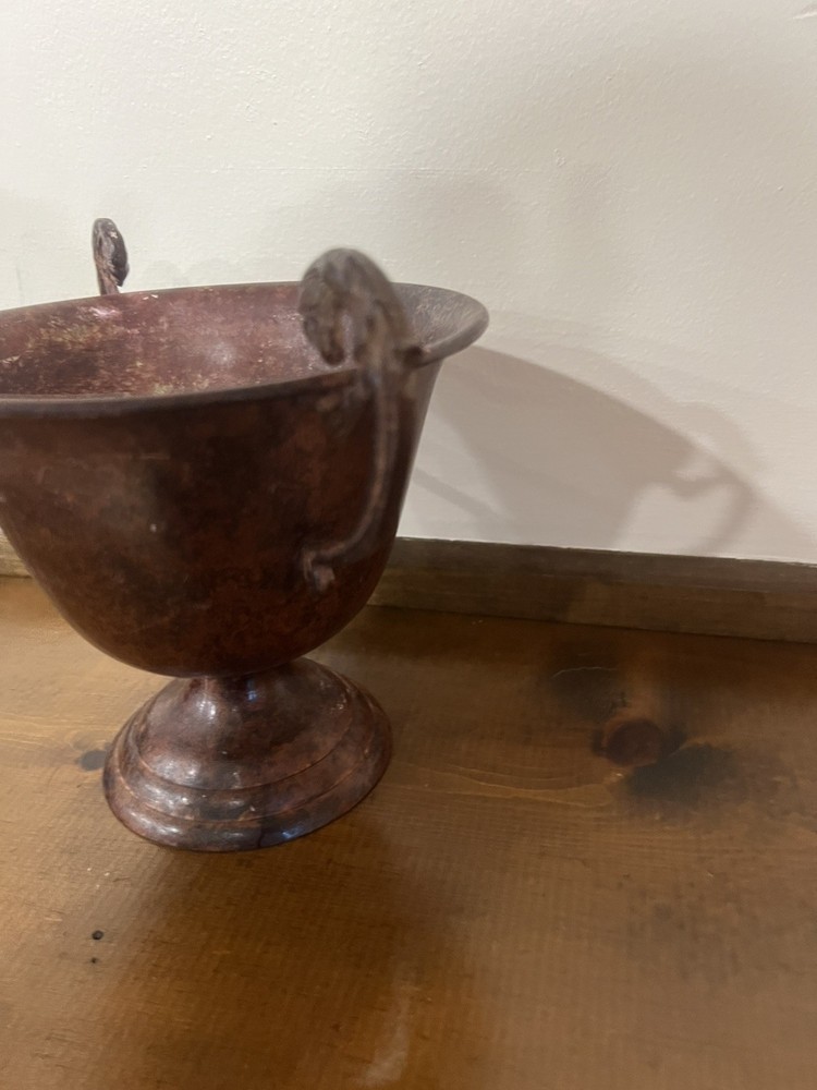 Red Distressed Double Handled Urn Style Planter Vase Real Bronze