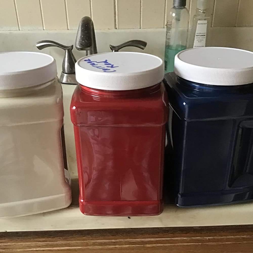 6 Pack Square Plastic Jars with Lids, 30 Oz Clear Rectangular 4-Cup Container...