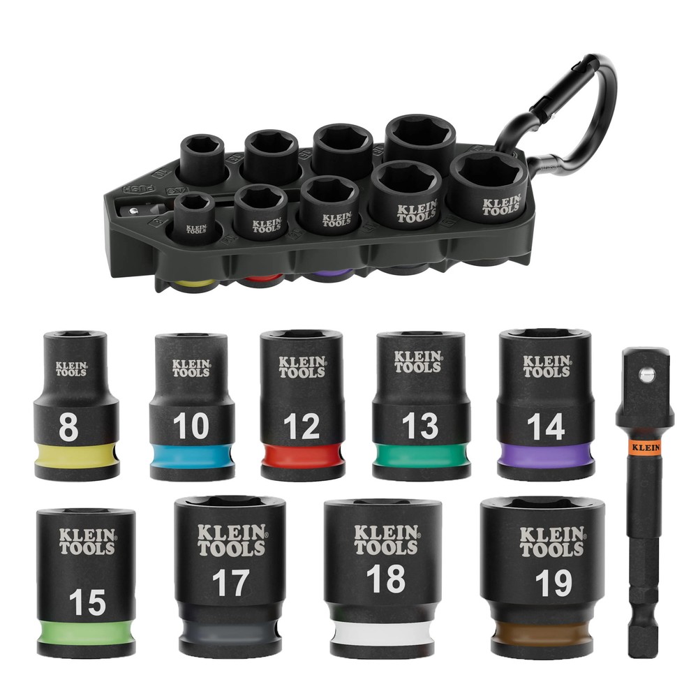 Klein Tools 33809M Grab-And-Go Impact Socket Set, Metric, 10 Pc.
