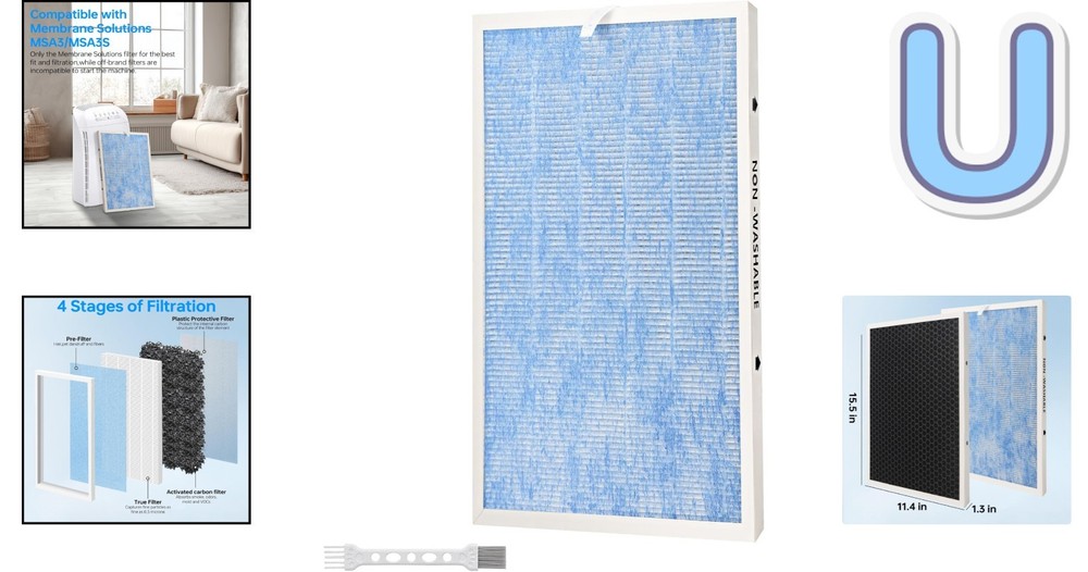 4-in-1 Activated Carbon Replacement Filter for Membrane Solutions Air Purifiers