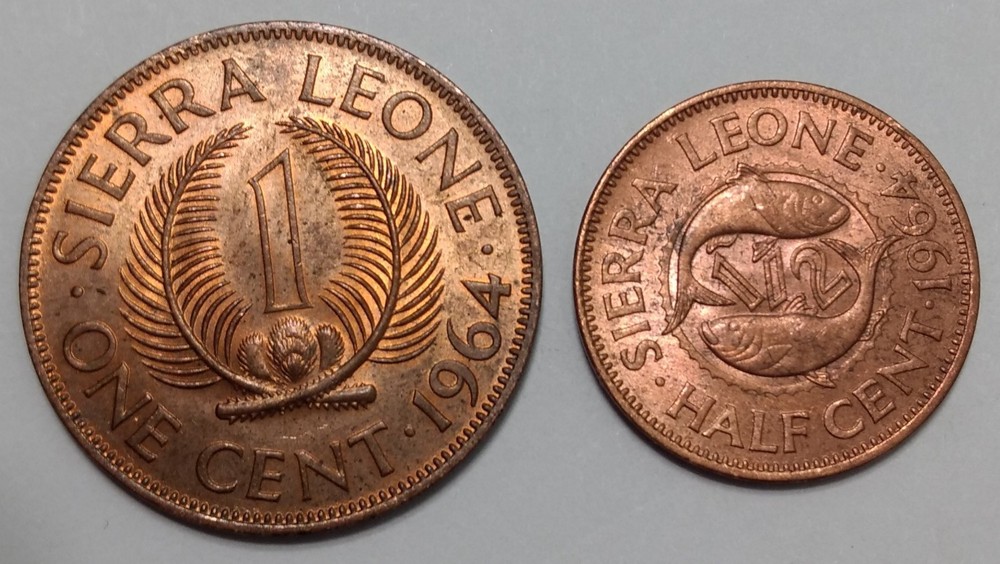 Sierra Leone 1964 1/2 Cent & Cent Set ~ 2 Coins