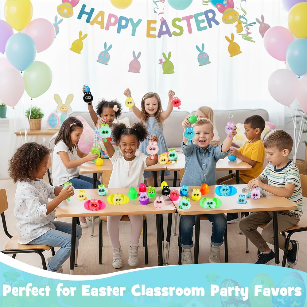 24 Pack Prefilled Easter Eggs with Bunny Keychains Easter Egg Fillers with Pl...
