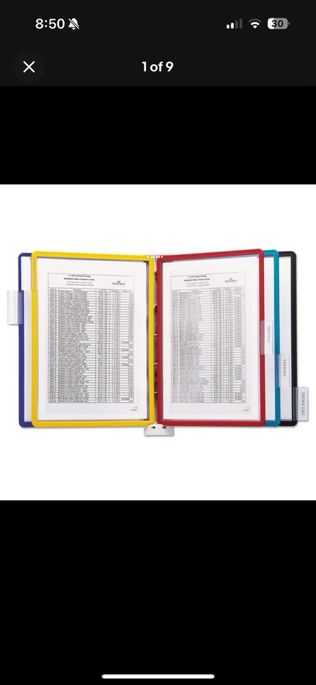 Durable Wall Mount Reference System 5 panels Assorted Colors Letter 555200