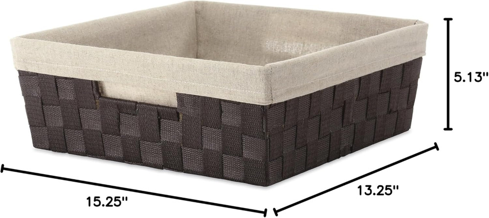 Woven Strap Liner Shelf Tote, Espresso