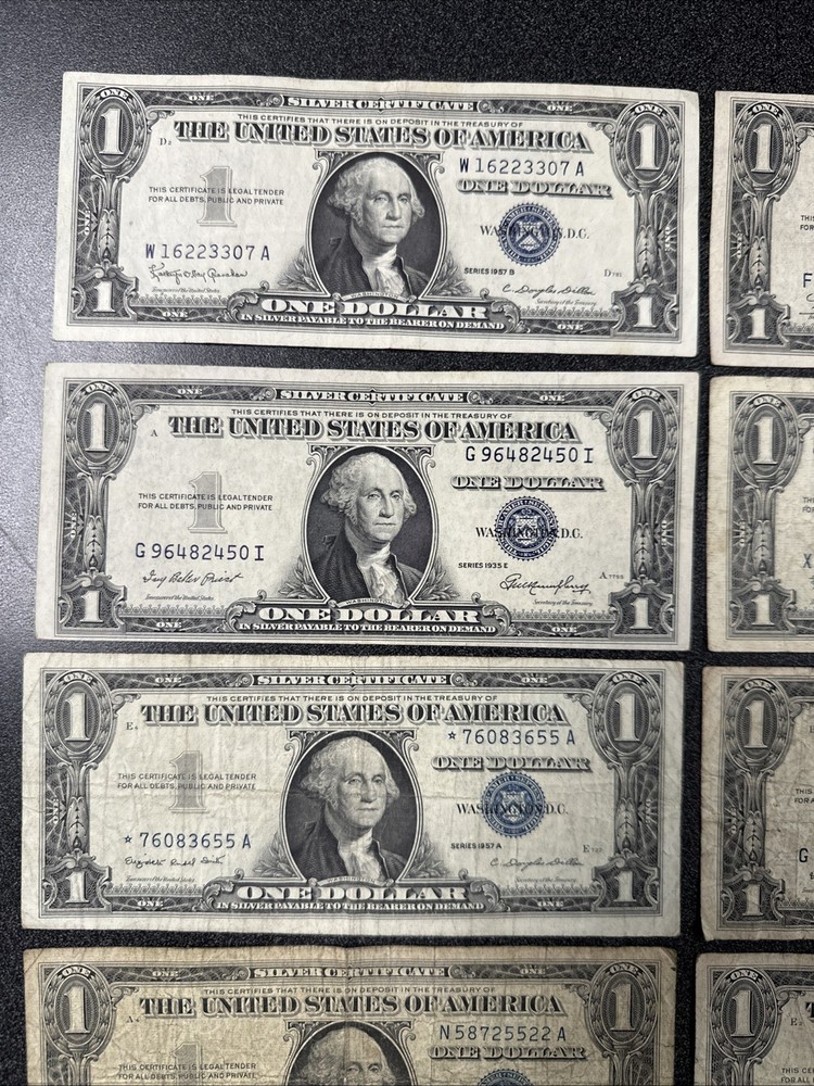 U.S. $1 Silver Certificate Notes Group Of 10 ( 1957 & 1935)
