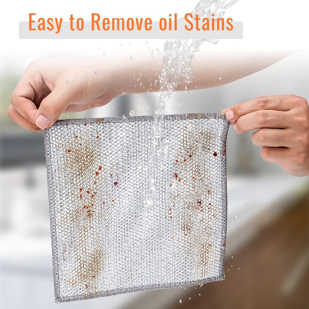 10pcs Double Layer Multifunctional Non-Scratch Wire Dishcloth, Multipurpose W...