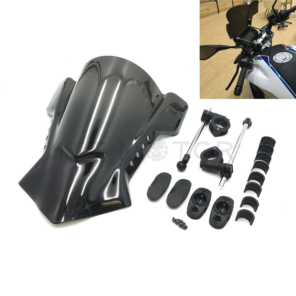HongK Universal 7/8" 1" Handlebar Mount Black Windshield Windscreen For Harley