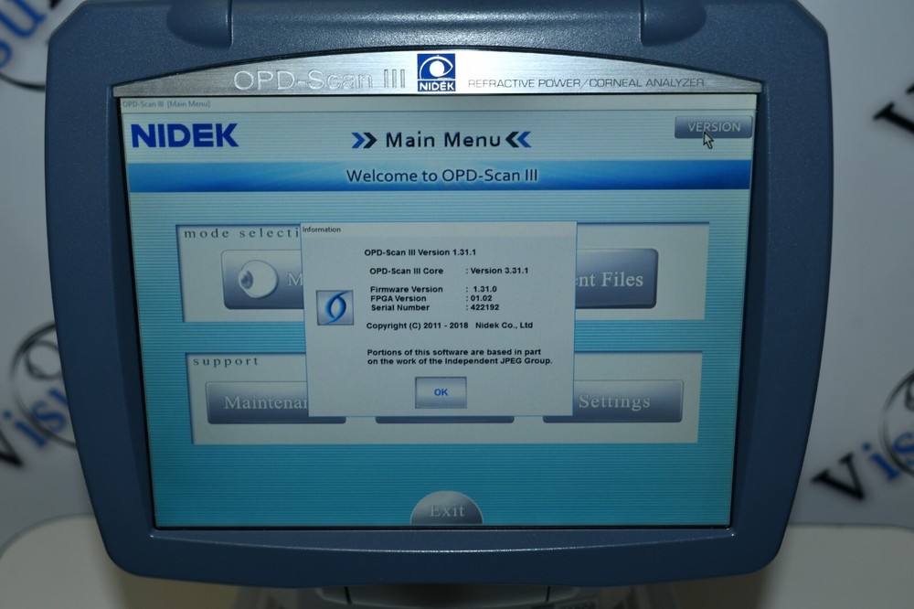 Nidek OPD-Scan III Refractive Power Corneal Analyzer