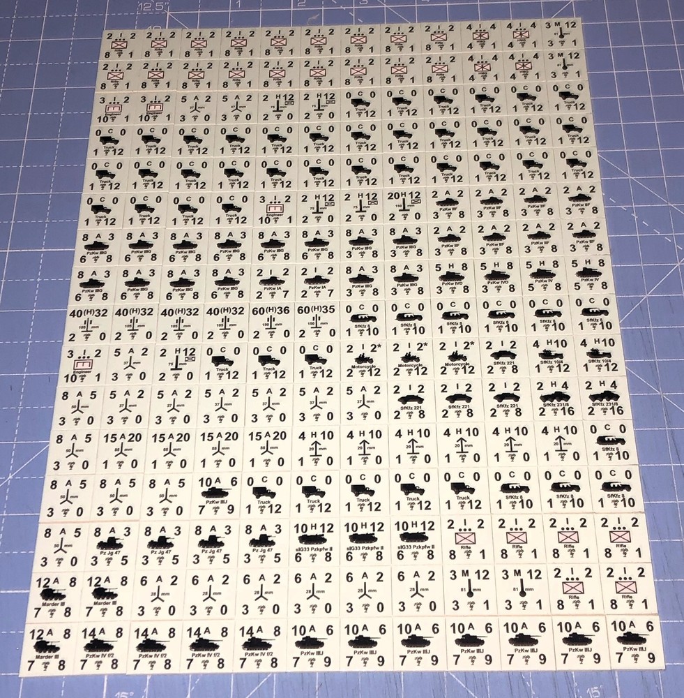 Panzer Leader, Deutsches Afrika Korps for Avalon Hill, 192 counters.