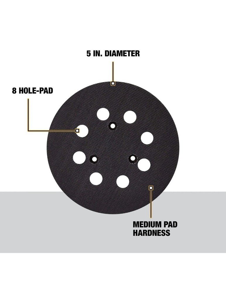 DEWALT DW4388 5-in 8-Hole Hook and Loop Pad Medium