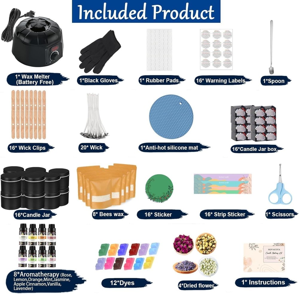 Beginner Friendly Candle Making Kit with Wicks, Jars, and Essential Oils