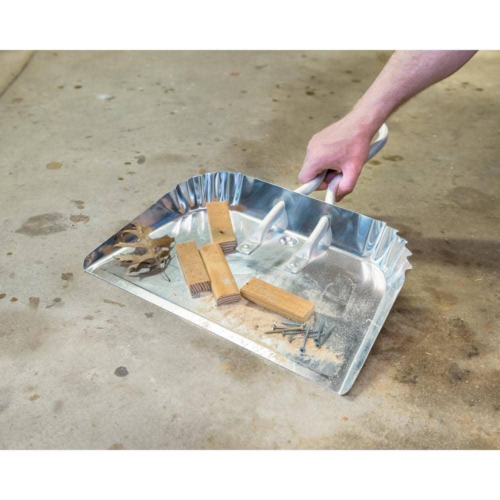 Aluminum Dust Pan Durable 17" Oversized Handle Cleaning Tool Commercial