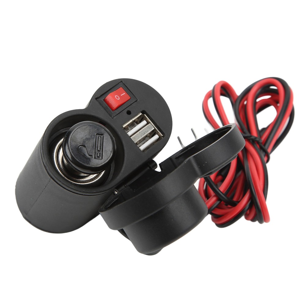 Motorcycle Dual USB Charger Multifunctional Cigarette Lighter Socket DC12‑24V