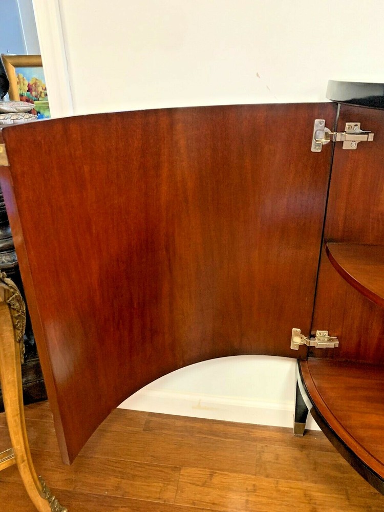 Mahogany Deco Style Buffet with Black Lacquer Top