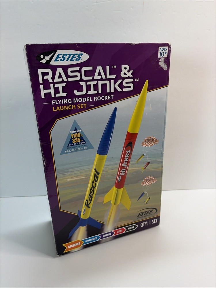 ESTES 1499 RASCAL & HI JINKS FLYING MODEL ROCKET LAUNCH SET