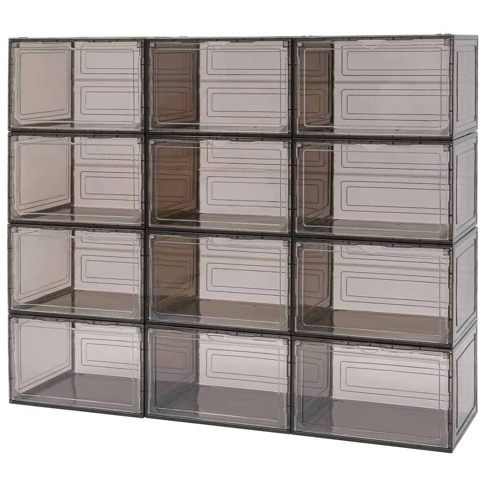 12Pcs Clear Acrylic Stackable Shoe Boxes for Premium Sneaker Display and Storage