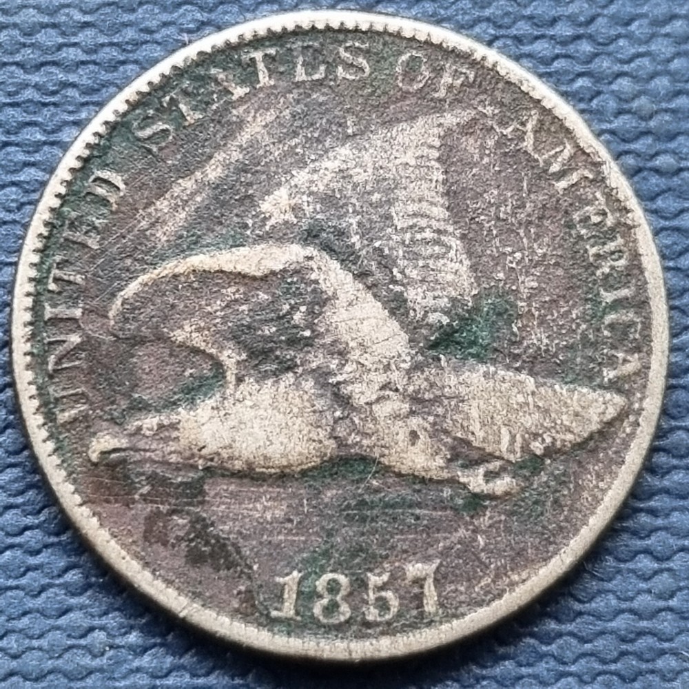 1857 Flying Eagle Cent 1c Better Grade VF Details #76896