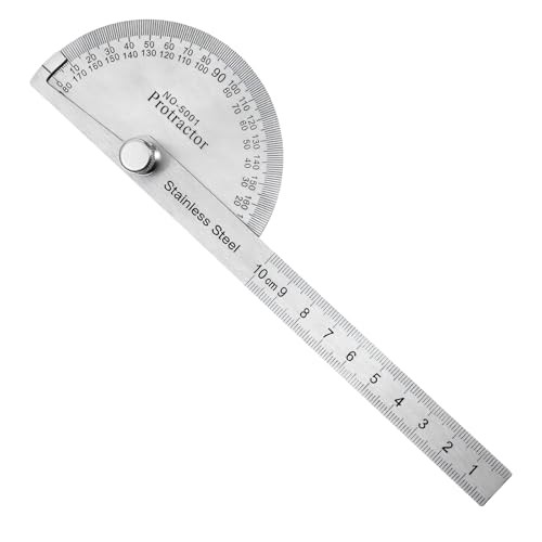 Stainless Steel Angle Protractor, 0-180 Degrees, Adjustable Woodworking Ruler