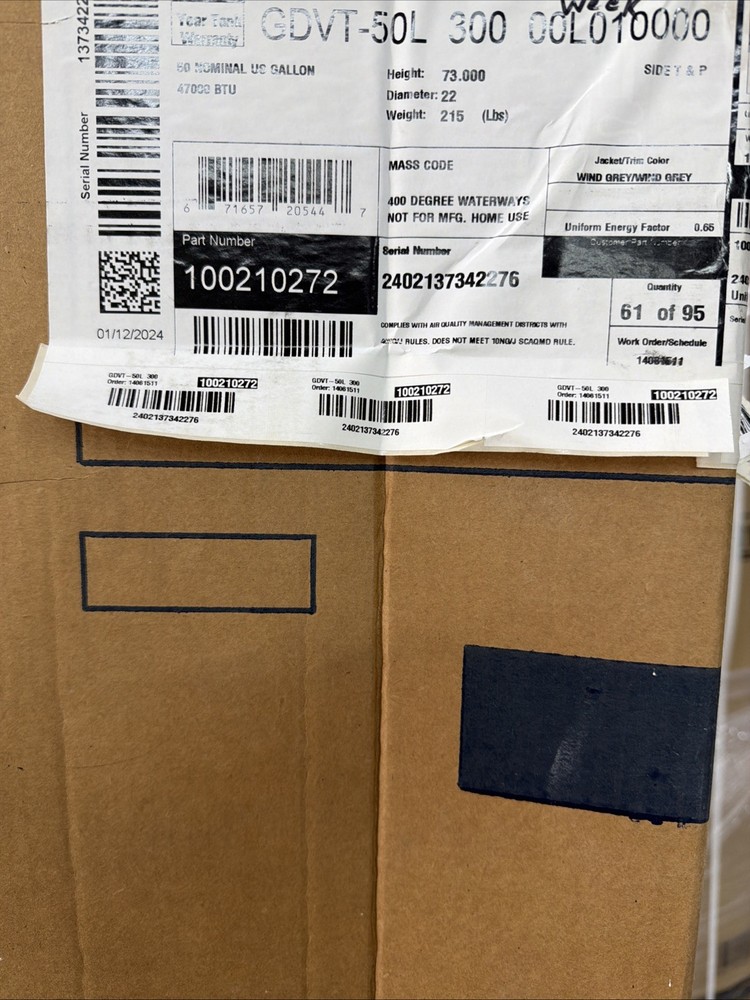 A. O. Smith® 50 Gal. Direct Vent W/Side Taps Natural Gas Water Heater Gdvt-50L-