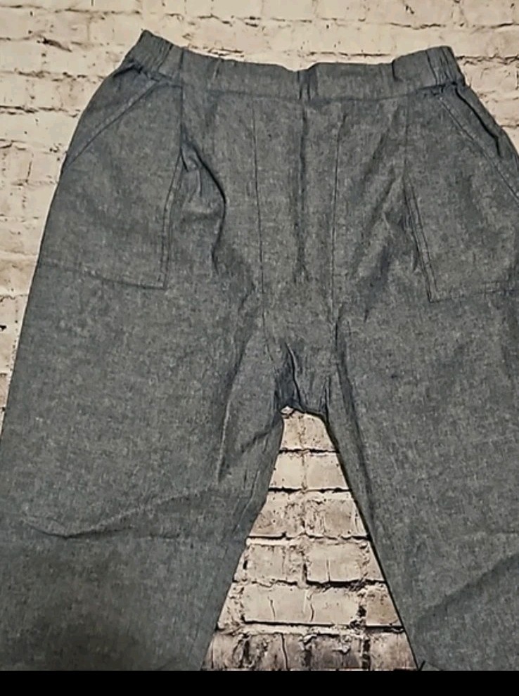 The Great Drop Crotch Pull On Pants 0 Blue Chambray Lightweight Cropped Harem