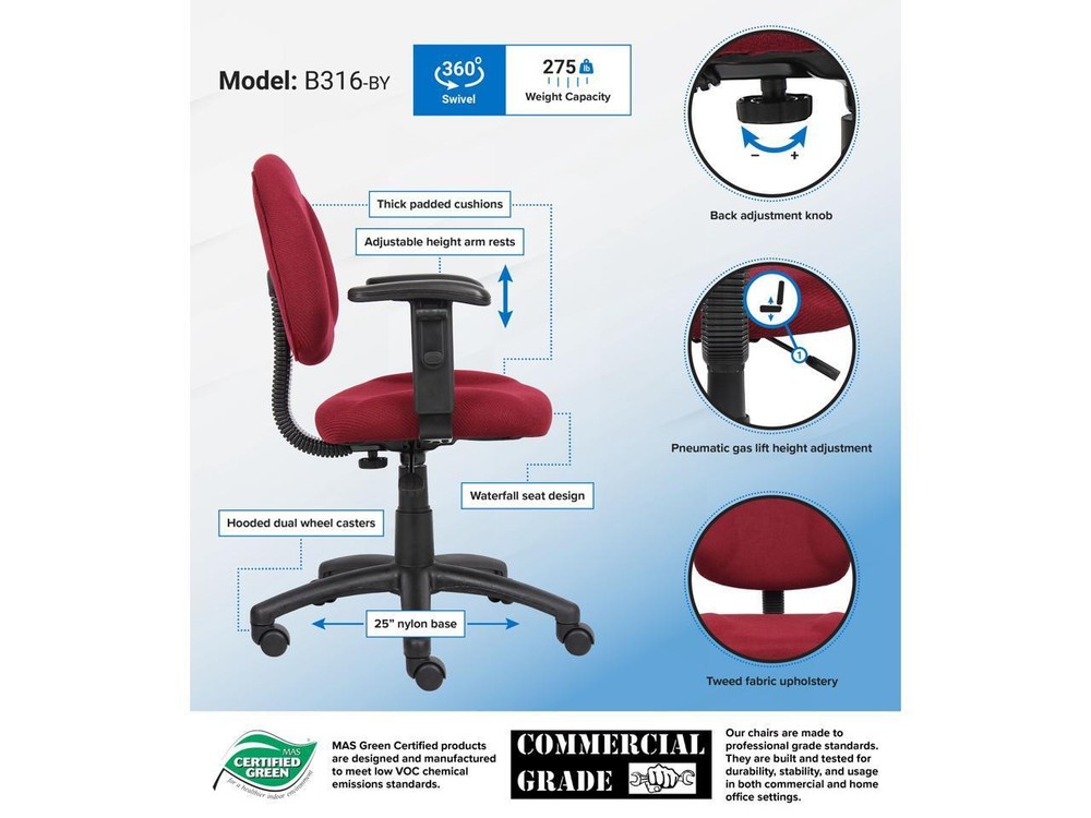 Boss B316 Fabric Task Chairs