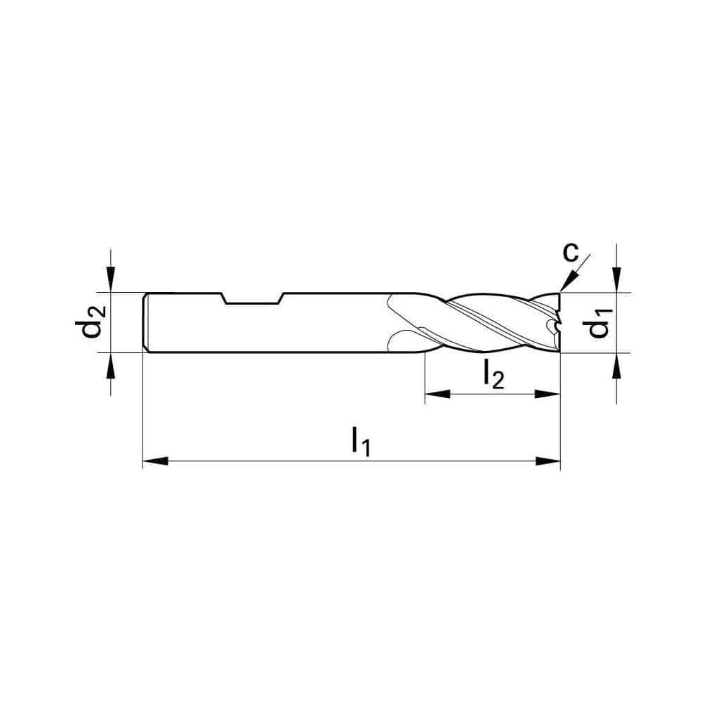 Guhring 5/16" Diam 4 Flute Single End Solid Carbide 0.003" Chamfer Width Corn...