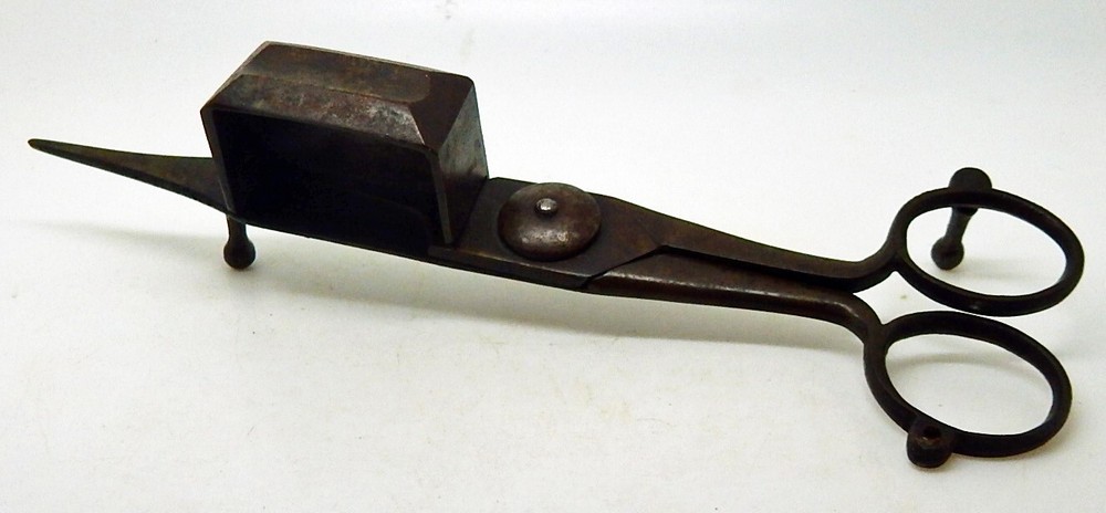 Antique Iron Candle Snuffer / Wick Cutter / Scissors Tool