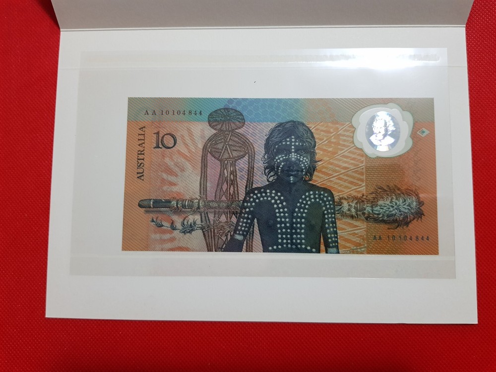 1988 $10 CONS FRASER/JOHNSTON FIRST POLYMER NOTE FOLDER REPUTED No AA 010104844