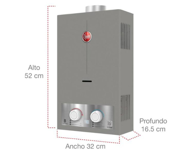 Rheem Plus 8L Tankless Instant Gas Water Heater LP Propane 1-1.5 Services