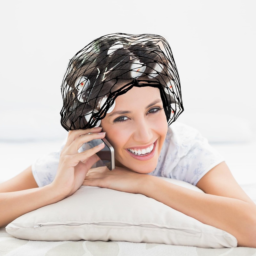6PCS Hair Net for Rollers, Mesh Triangular Hair Nets for , Elastic Breathable...