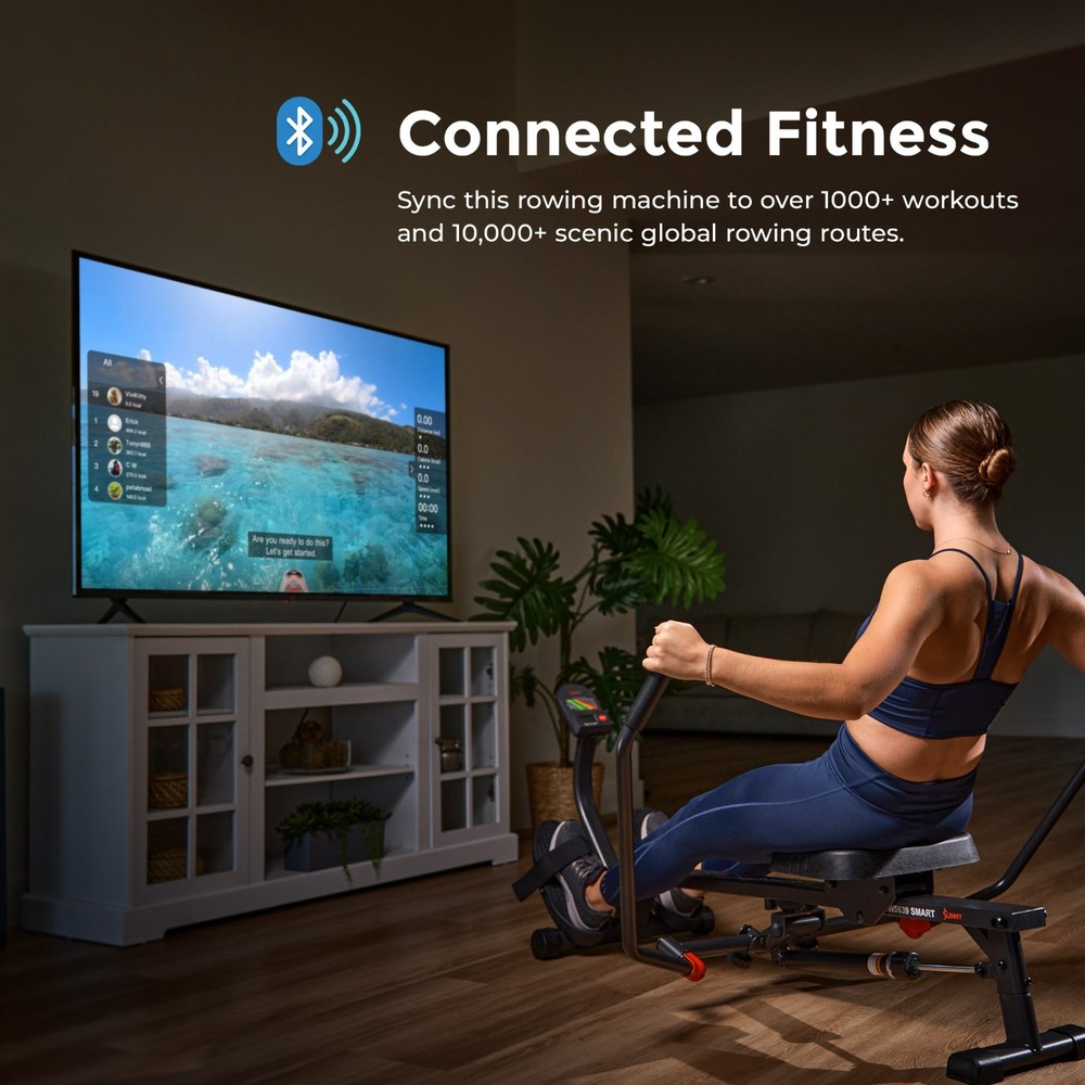 Full Motion Rowing Machine Compact Smart Adjustable Workout Resistance Bluetooth