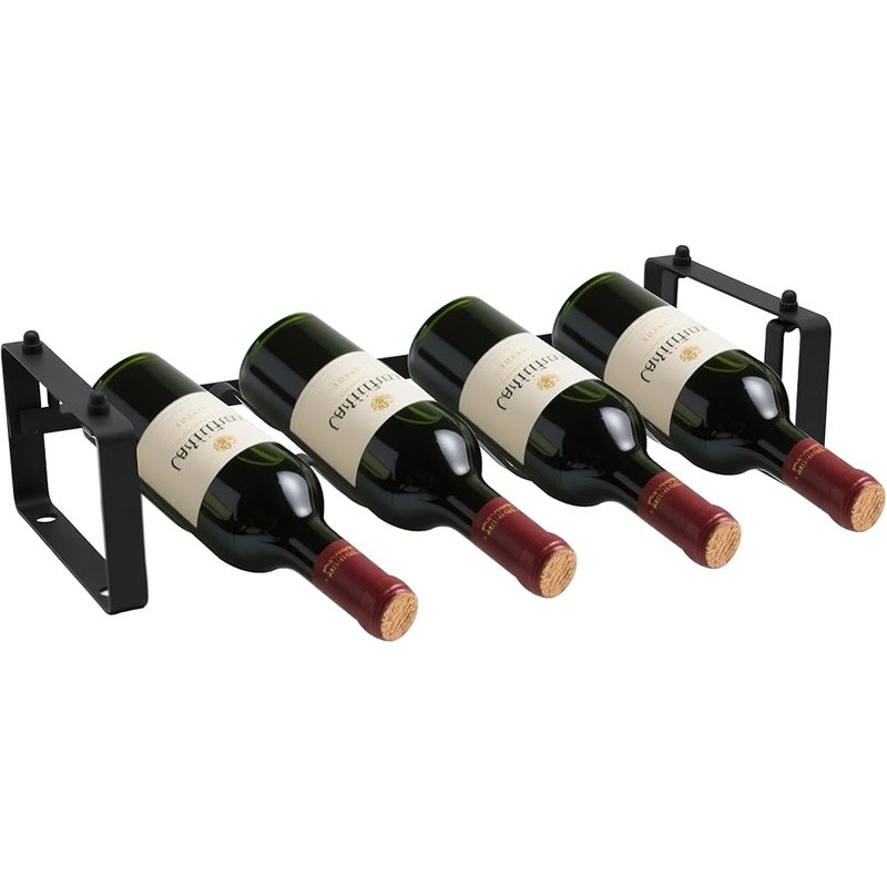 Compact Wine Rack 4 Bottles Small Space Stackable Metal Organizer Durable Design