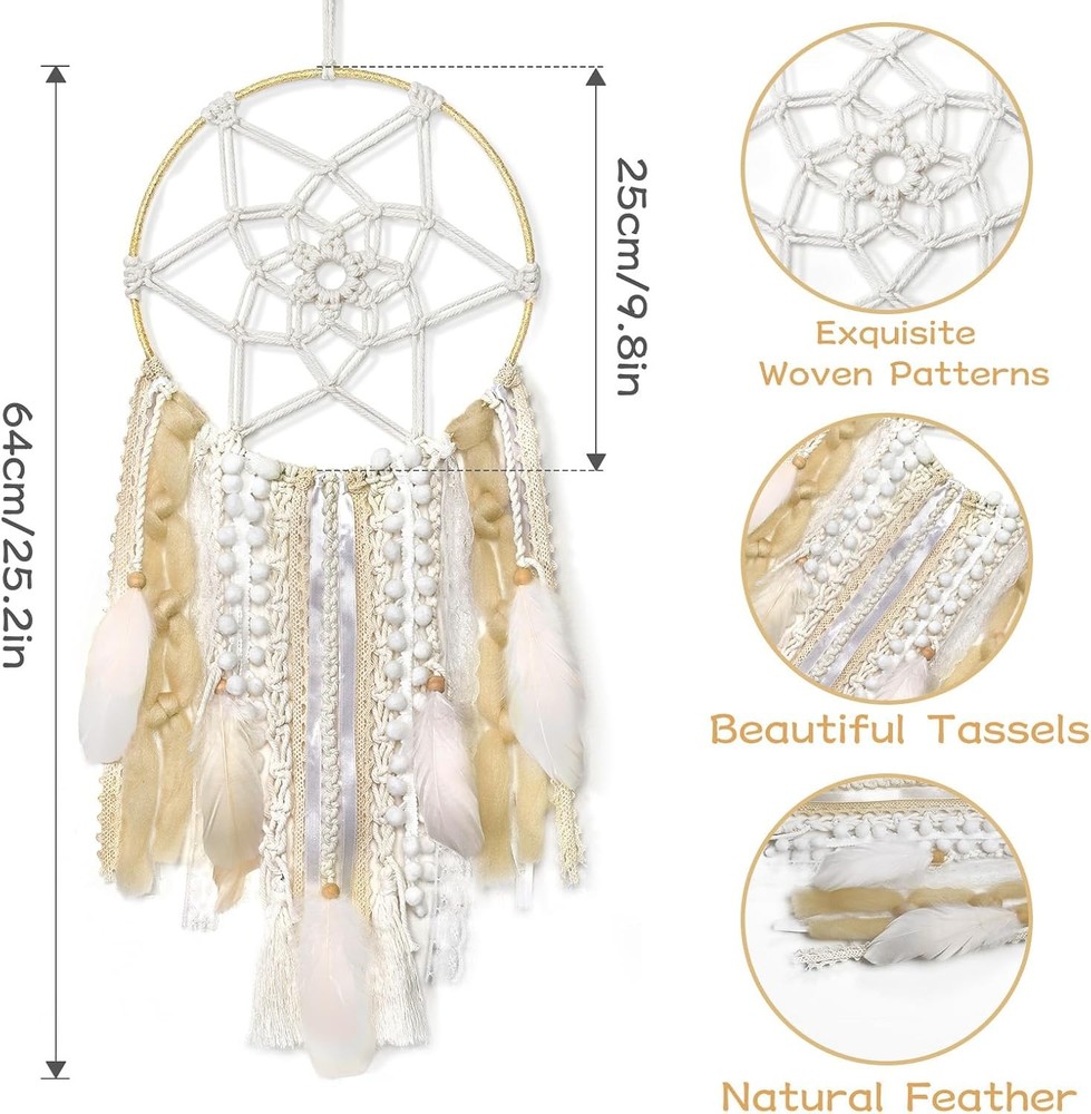 Handcrafted Large Feather Dream Catcher - Traditional Boho Wall Decor