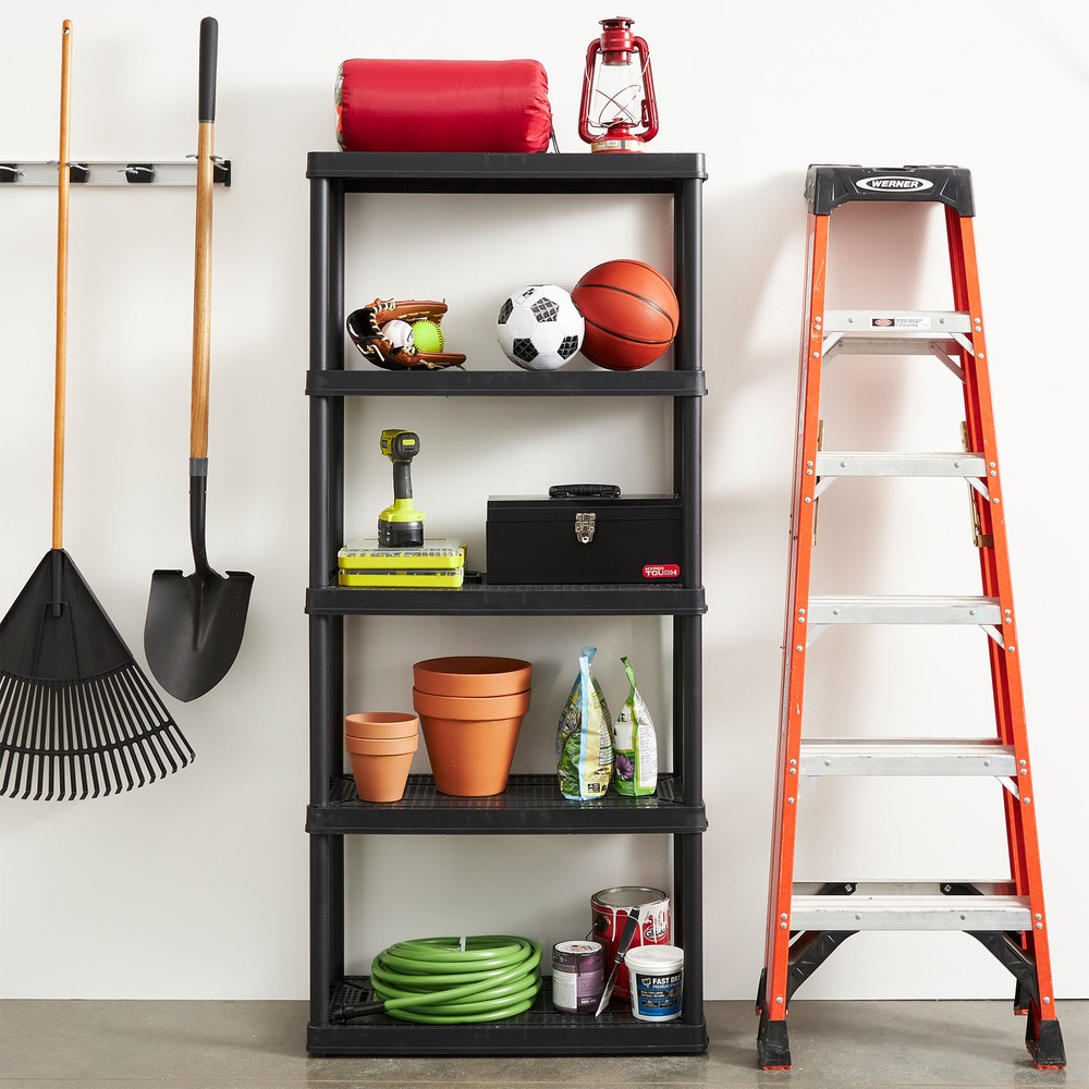Gracious Living 5 Shelf Ventilated Medium Duty Storage Unit, Black (2 Pack)
