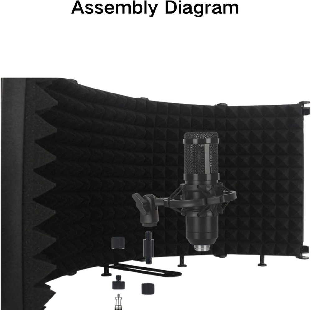 Microphone Stand with Isolation Shield and Pop Filter for Recording